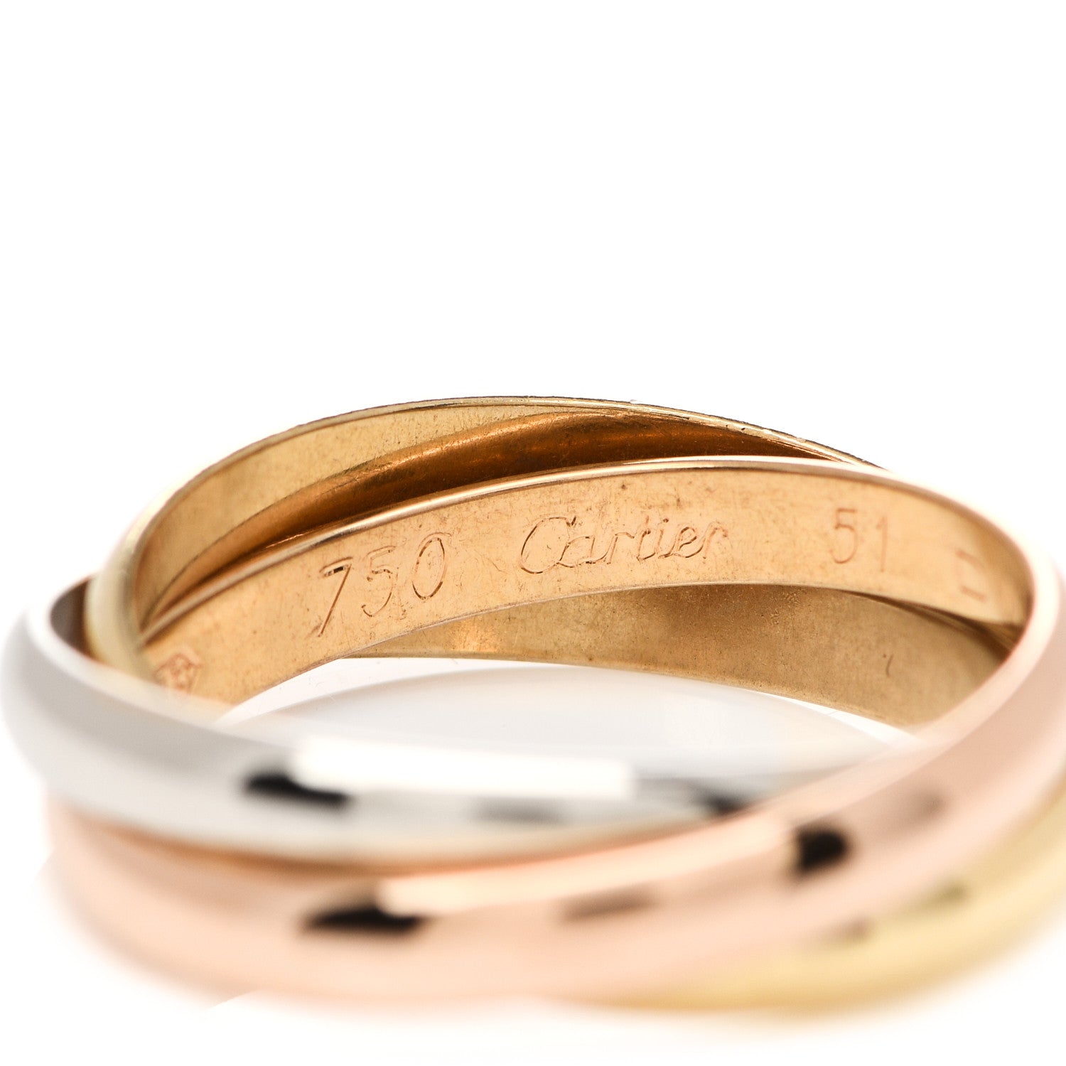 Cartier 18K Pink Yellow White Gold Small Trinity Ring 51 5.75 4 of 6