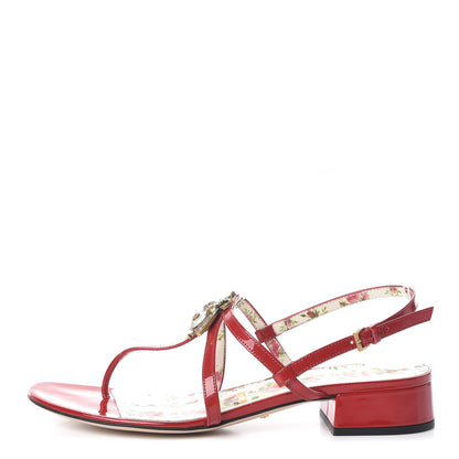 Gucci Patent Bee Thong Sandal 37 Hibiscus Red 1 of 11