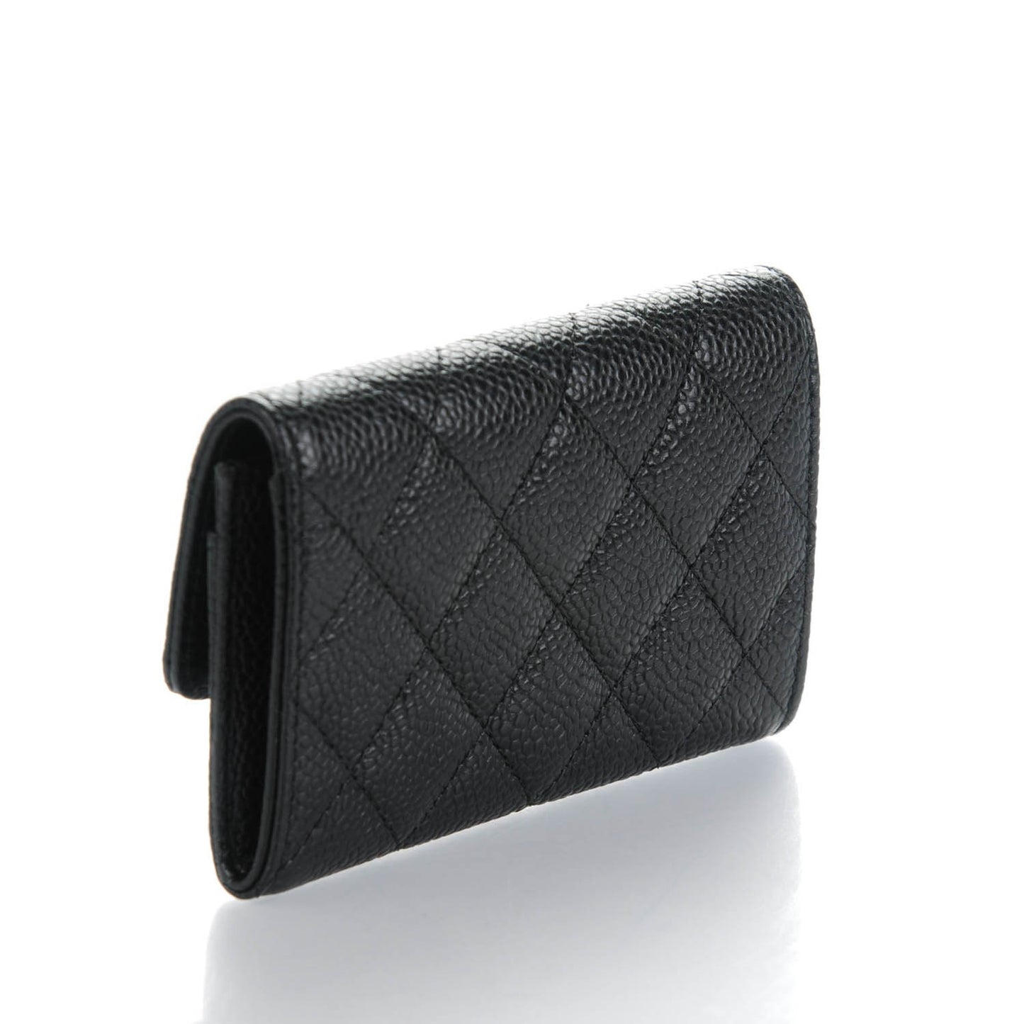 Caviar Quilted Flap Card Holder Black