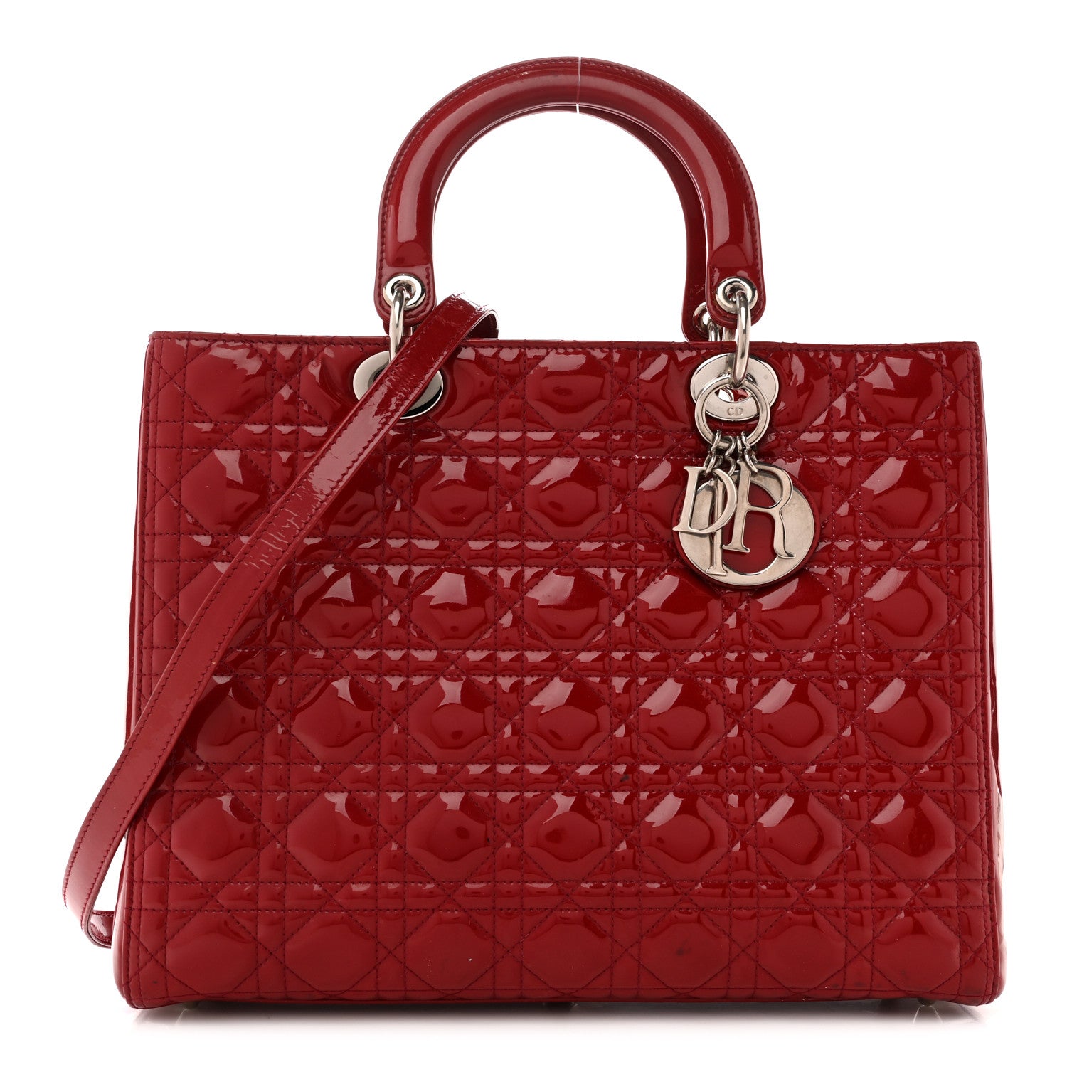 Christian Dior Patent Cannage Large Lady Dior Red 1 of 15