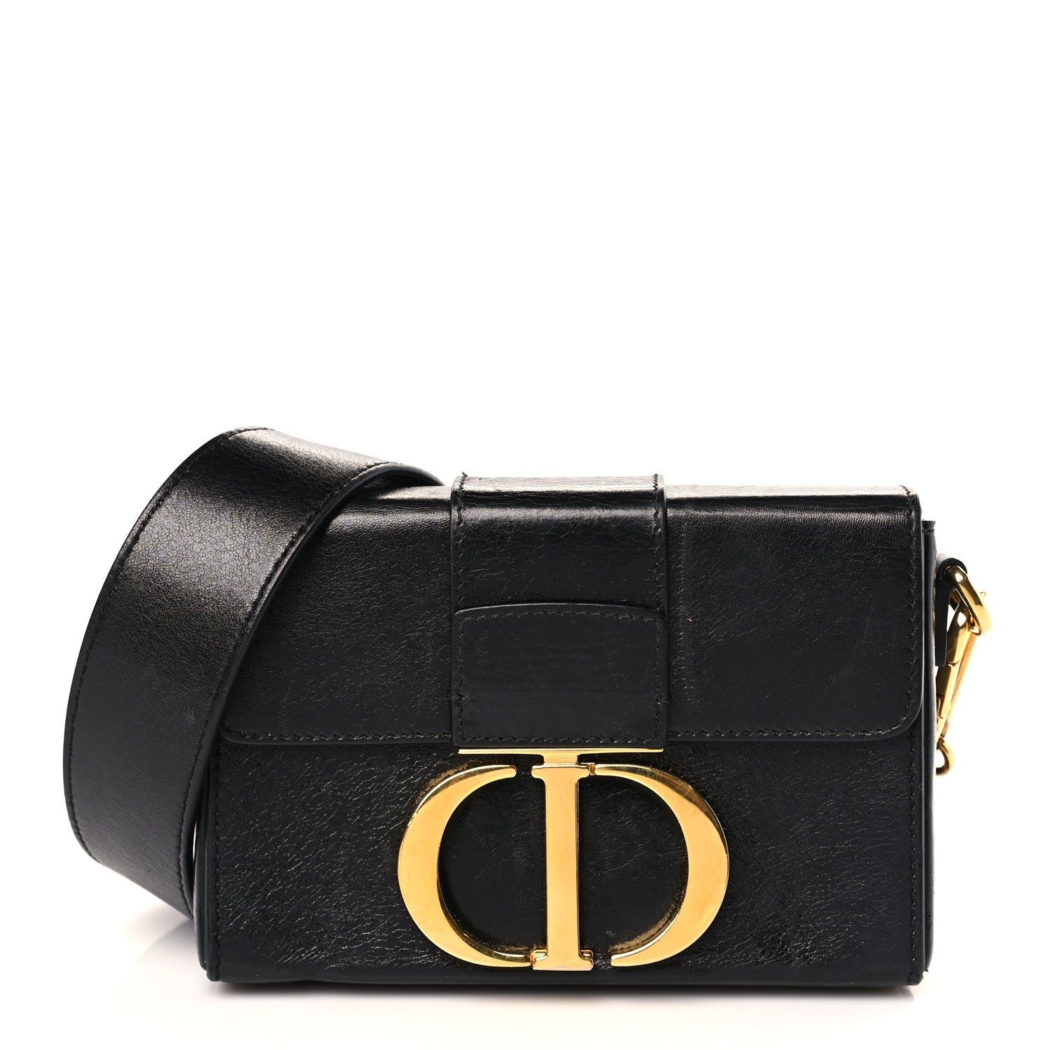 Christian Dior Crackled Lambskin 30 Montaigne Box Bag Black 1 of 8