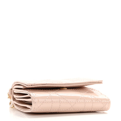 Christian Dior Patent Cannage Lady Dior Medium Wallet Rose Poudre 4 of 7