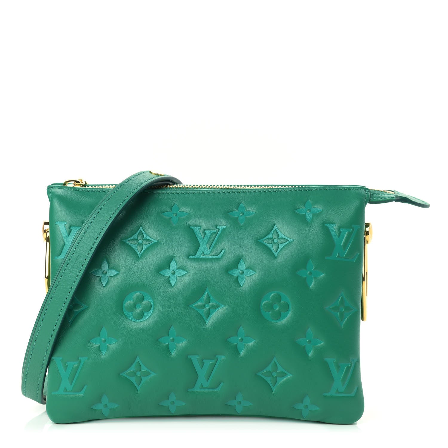 Louis Vuitton Lambskin Embossed Monogram Coussin BB Emeraude 1 of 8