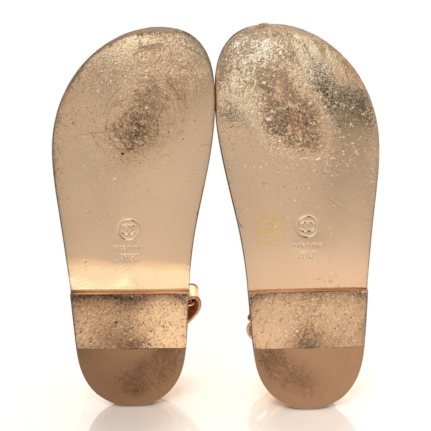 Metallic Laminated Calfskin Velcro Dad Sandals 36.5 Golden