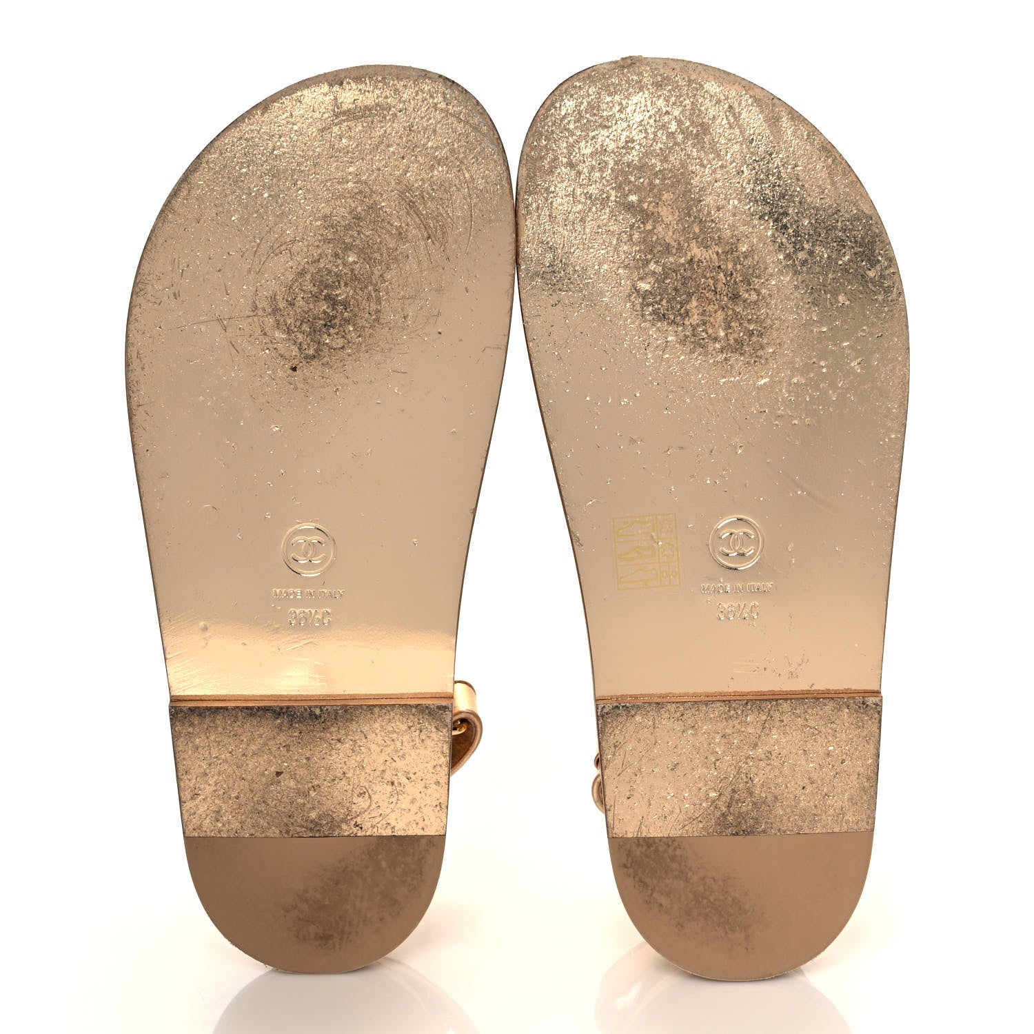 Chanel Metallic Laminated Calfskin Velcro Dad Sandals 36.5 Golden 5 of 9