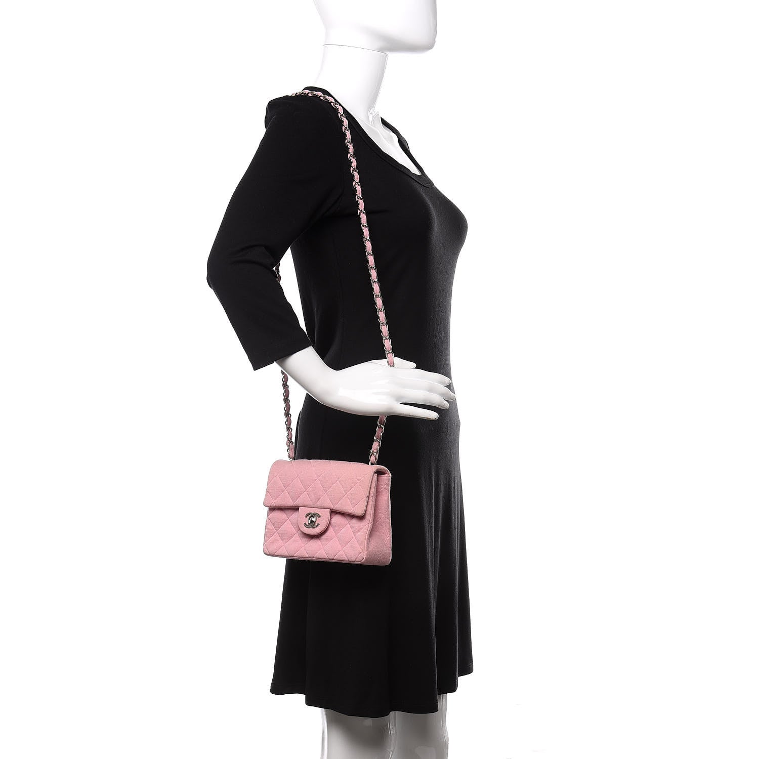 Chanel Jersey Quilted Mini Square Flap Pink 2 of 12