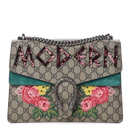 Gucci GG Supreme Monogram Embroidered Medium Dionysus Shoulder Bag Emerald 1 of 13