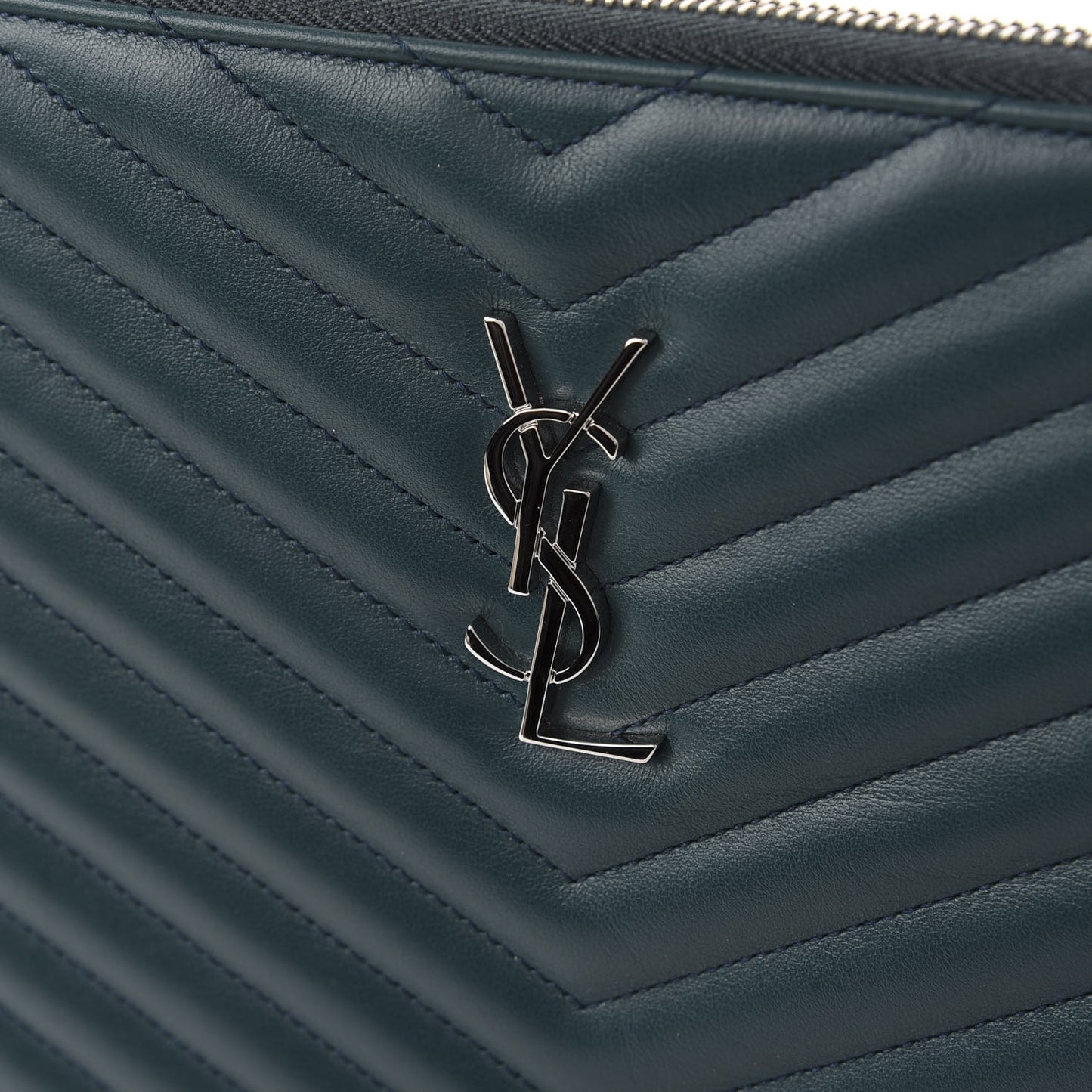 Calfskin Matelasse Chevron Monogram Document Holder Dark Green