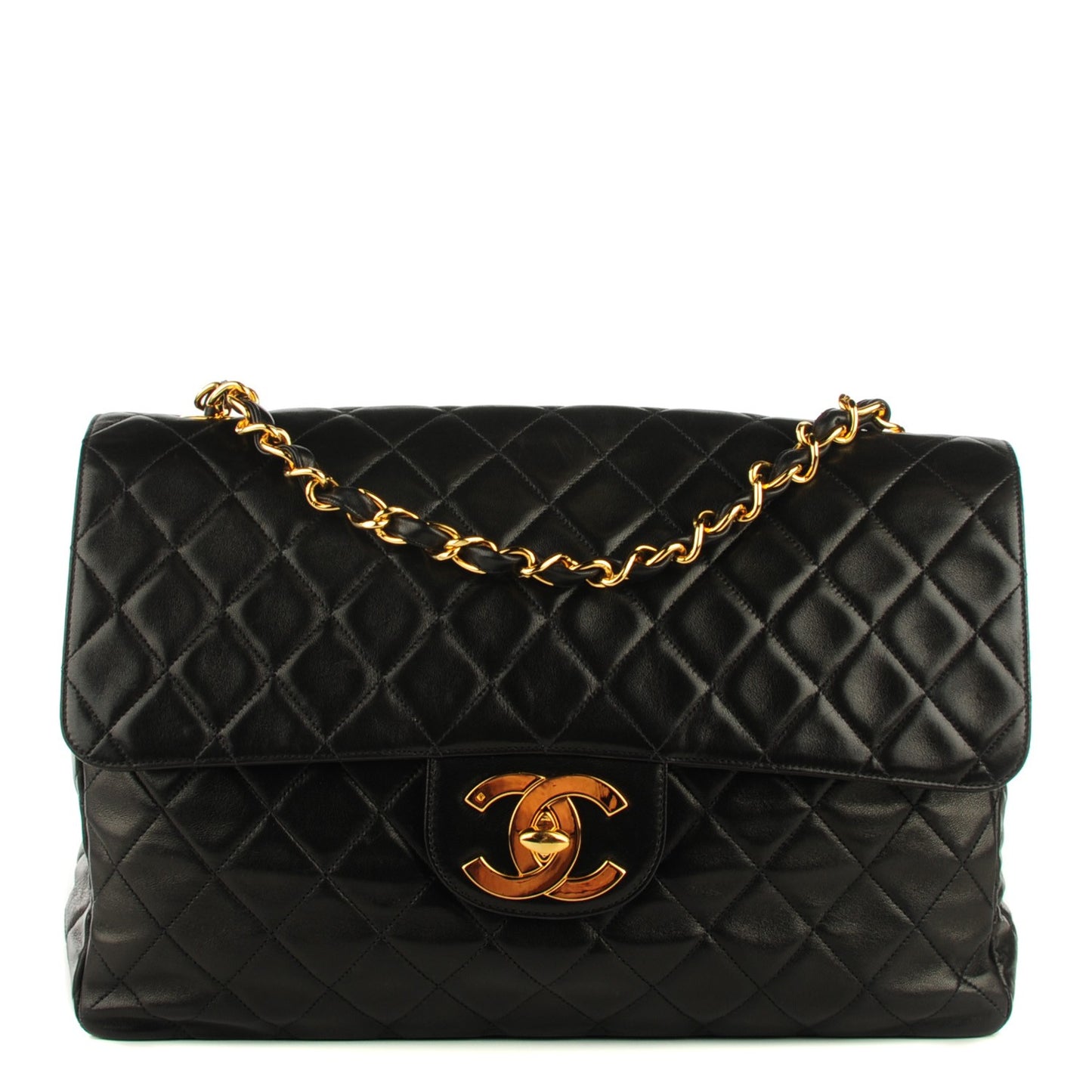 CHANEL Lambskin Quilted XL Jumbo Flap Black
