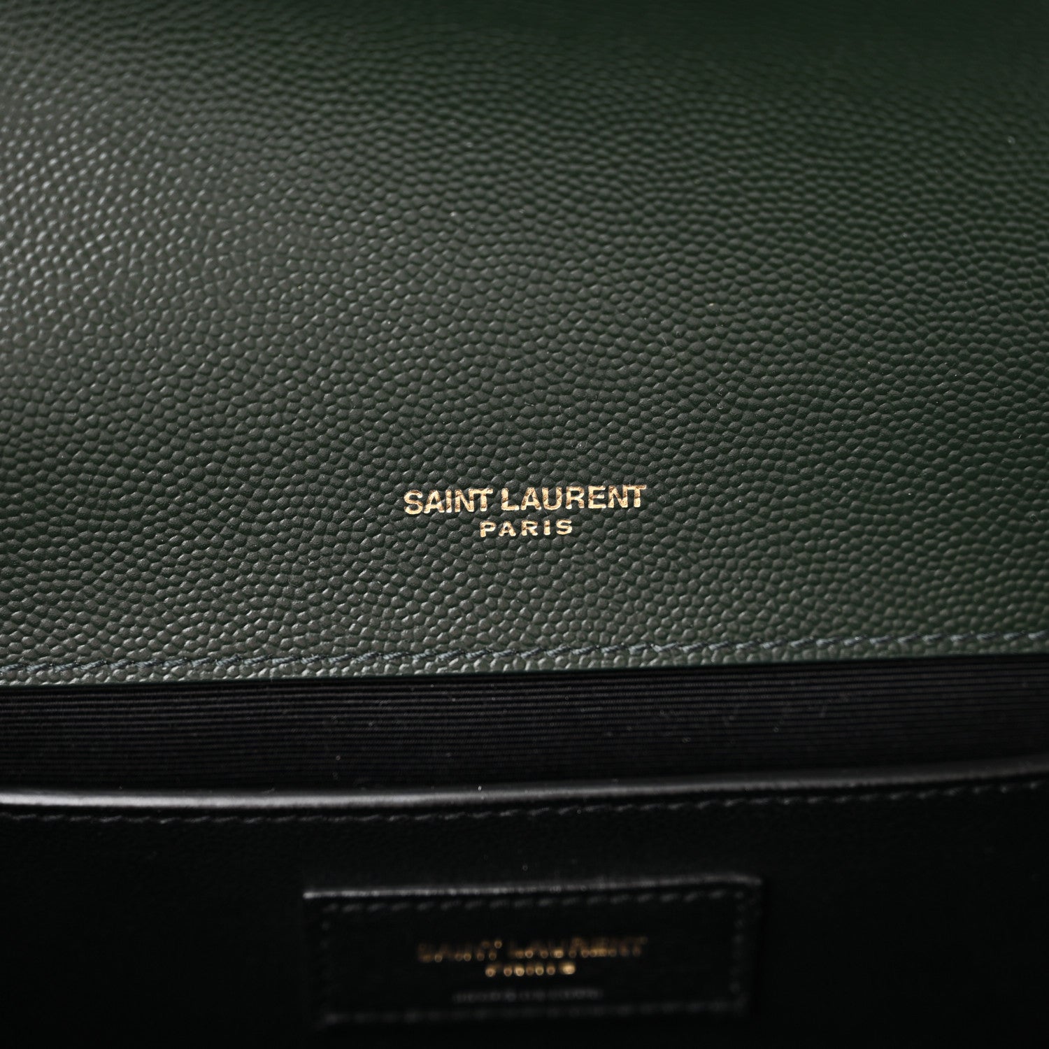 Saint Laurent Grain De Poudre Textured Mixed Matelasse Medium Triquilt Monogram Satchel Vert Fonce 7 of 9