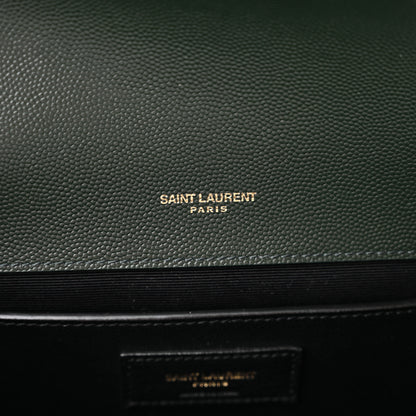 Saint Laurent Grain De Poudre Textured Mixed Matelasse Medium Triquilt Monogram Satchel Vert Fonce 7 of 9