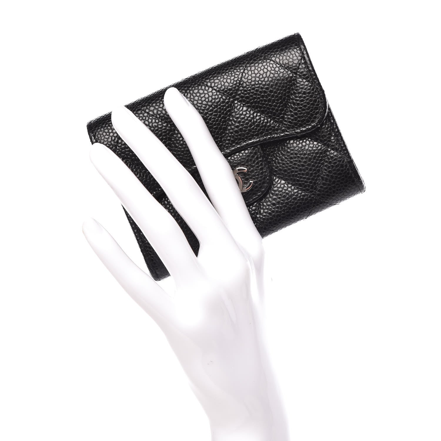 Chanel Caviar Quilted Flap Card Holder Wallet Black 2 of 9