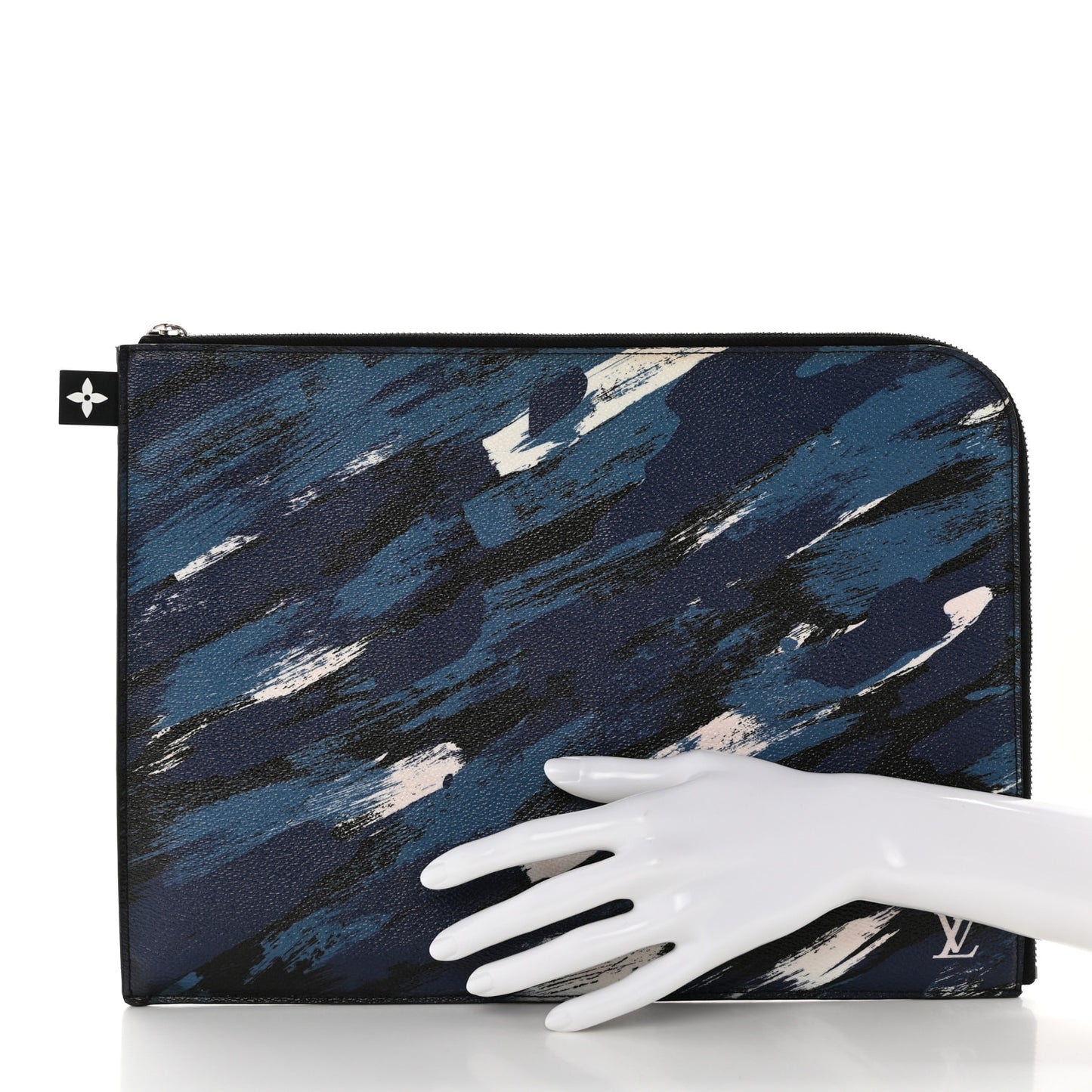 Canvas Printed Brushstroke Camouflage Pochette Jour GM Blue