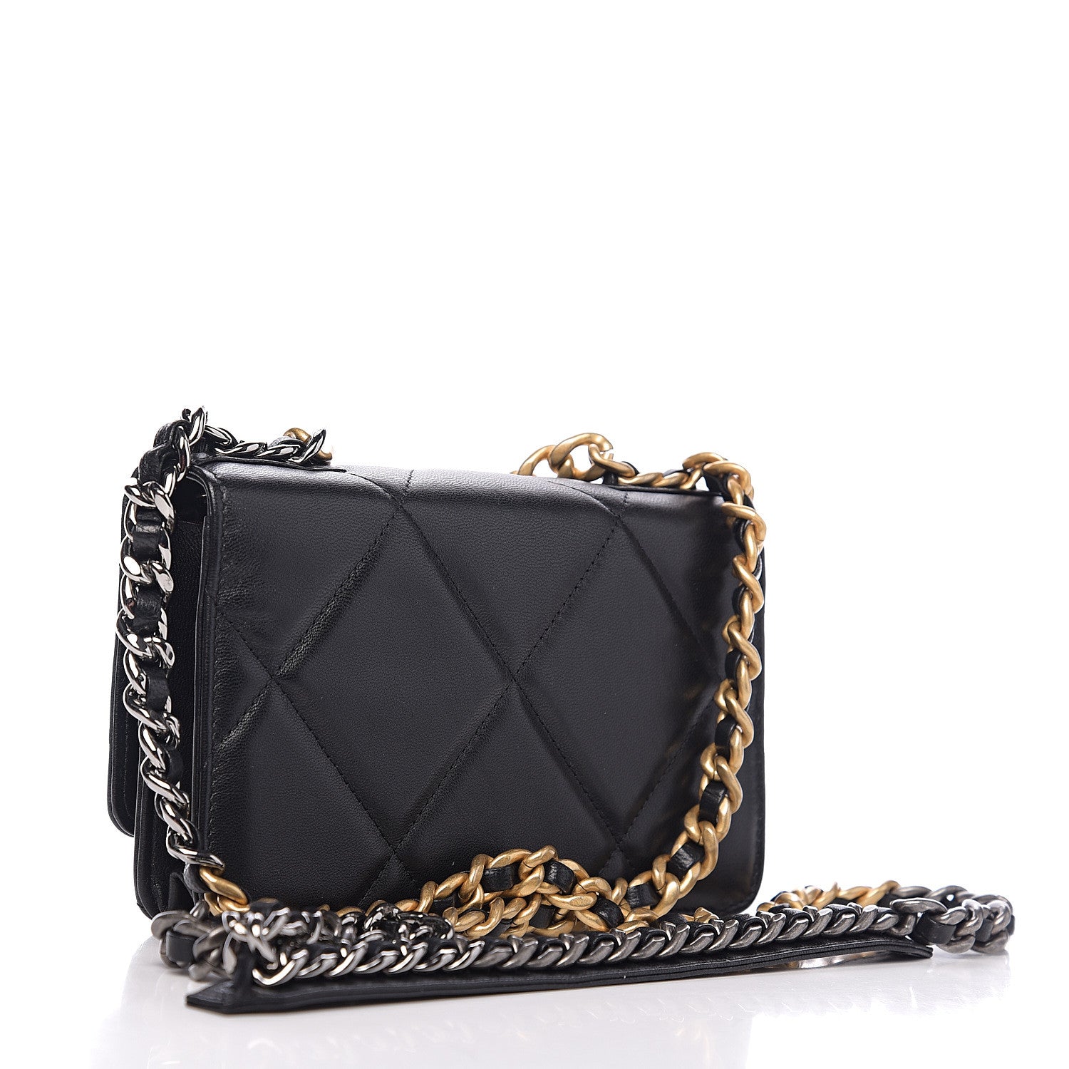 Chanel Goatskin Quilted 19 Wallet On Chain WOC Black 2 of 11