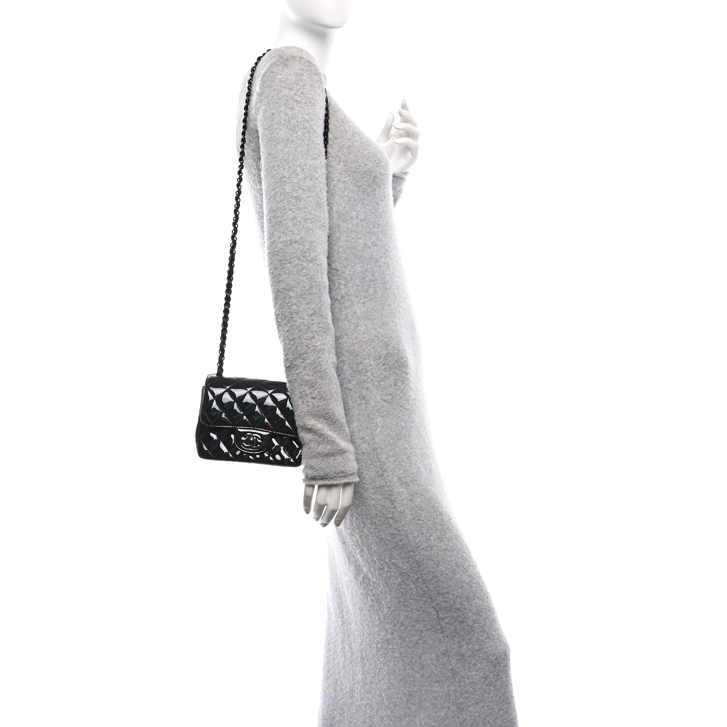 Chanel Patent Calfskin Quilted Mini Square Flap So Black 2 of 11