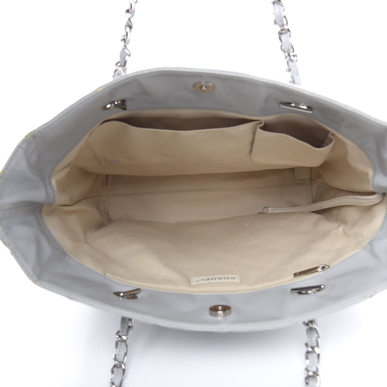 Chanel Vinyl Quilted In The Business North South Tote Light Grey 5 of 21