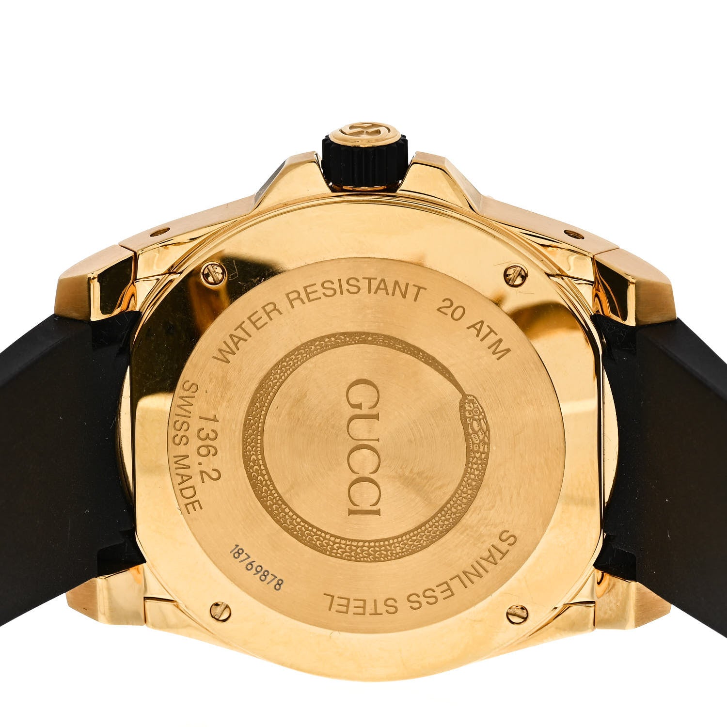 Gucci Stainless Steel Rubber 45mm Dive Snake Quartz Watch Black
