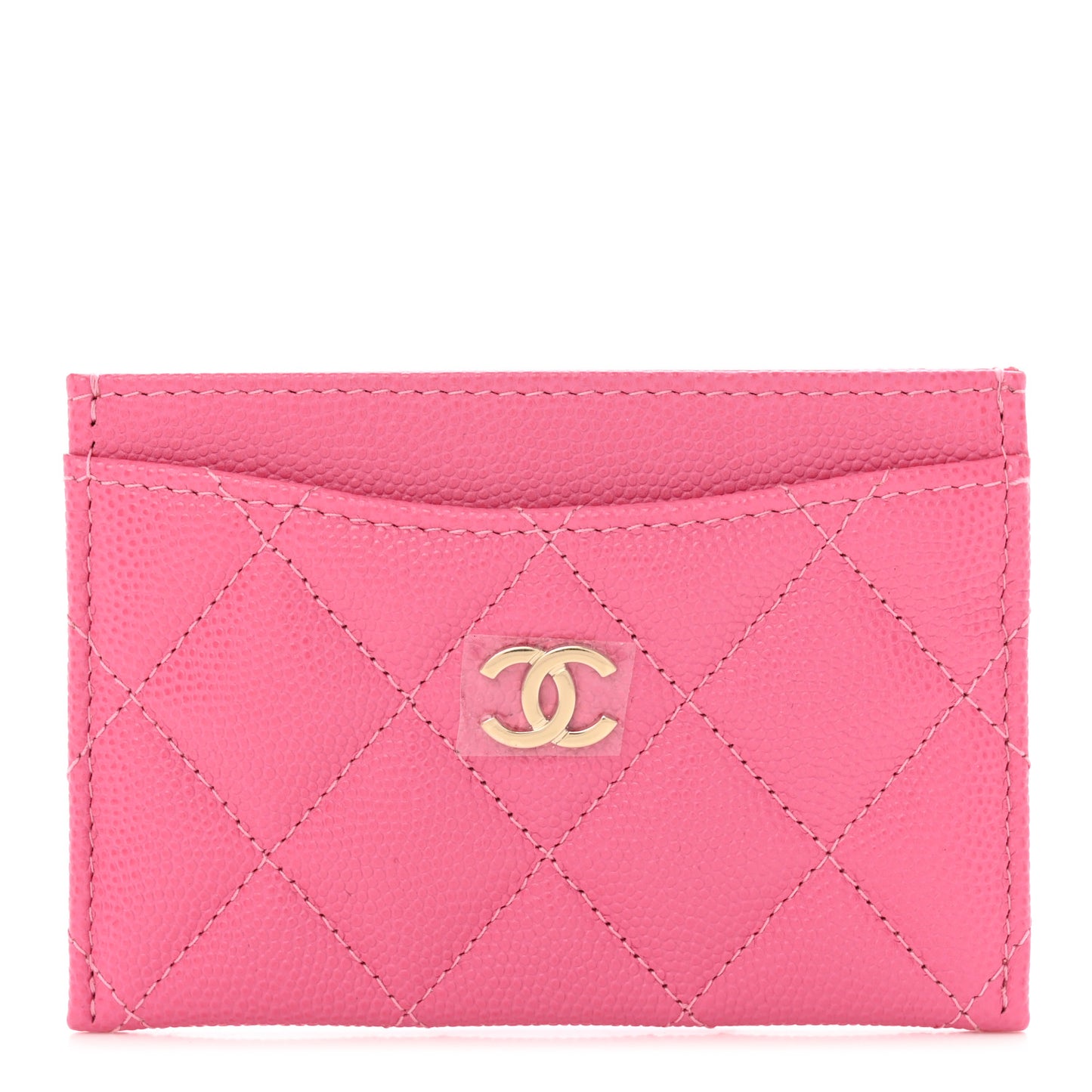 Caviar Quilted Card Holder Pink