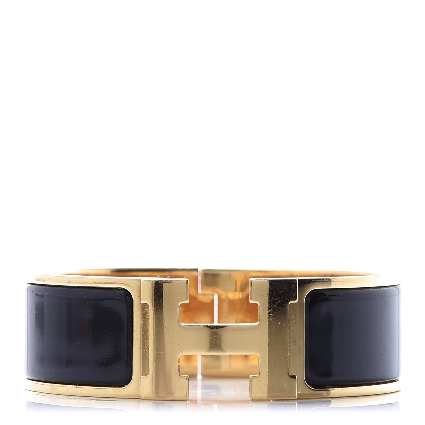 Enamel Wide Clic Clac H Bracelet GM Black
