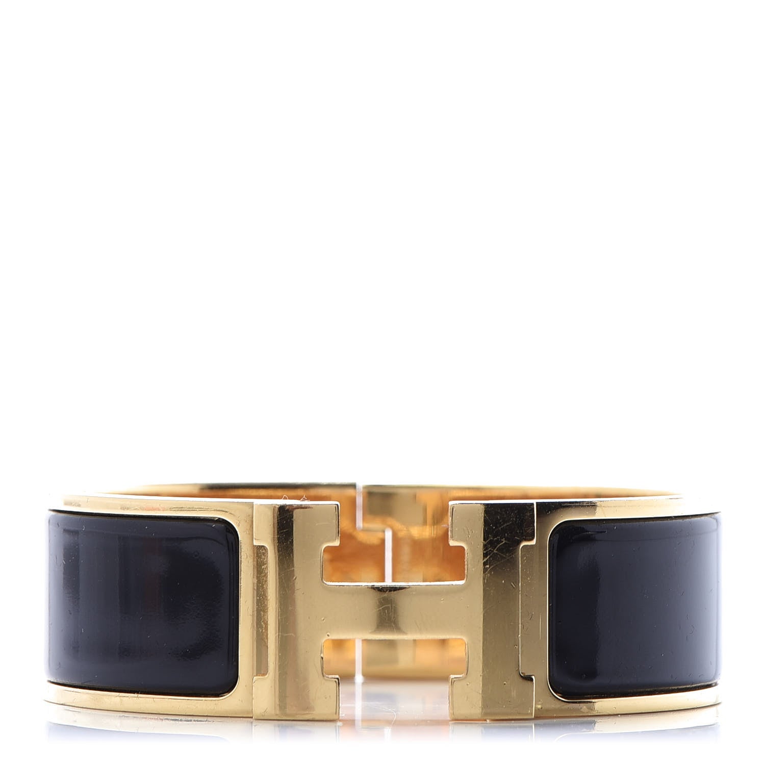 Hermes Enamel Wide Clic Clac H Bracelet GM Black 1 of 5