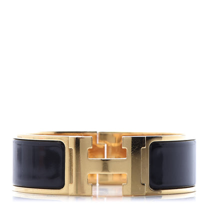 Hermes Enamel Wide Clic Clac H Bracelet GM Black 1 of 5