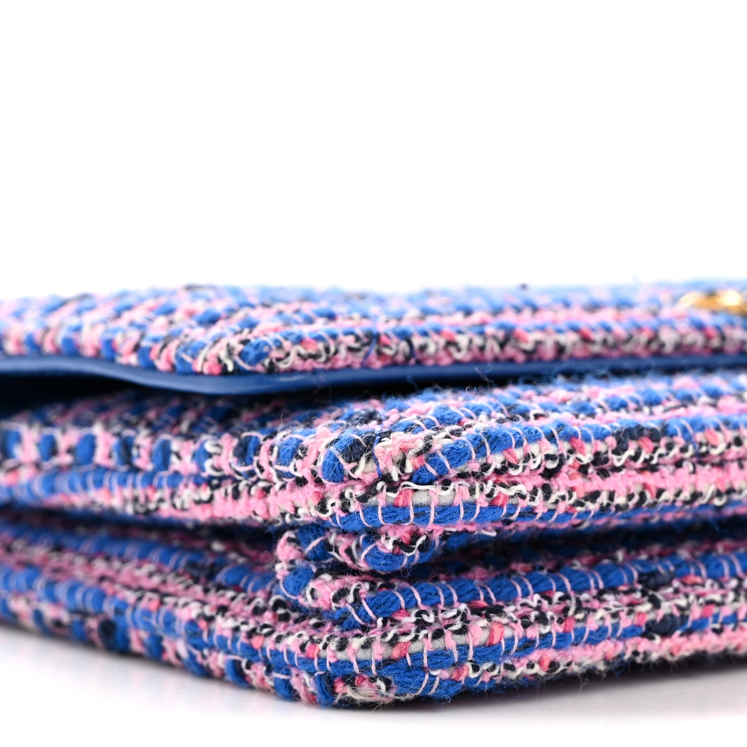 Chanel Tweed Quilted Chanel 19 Wallet On Chain WOC Blue Pink 10 of 14