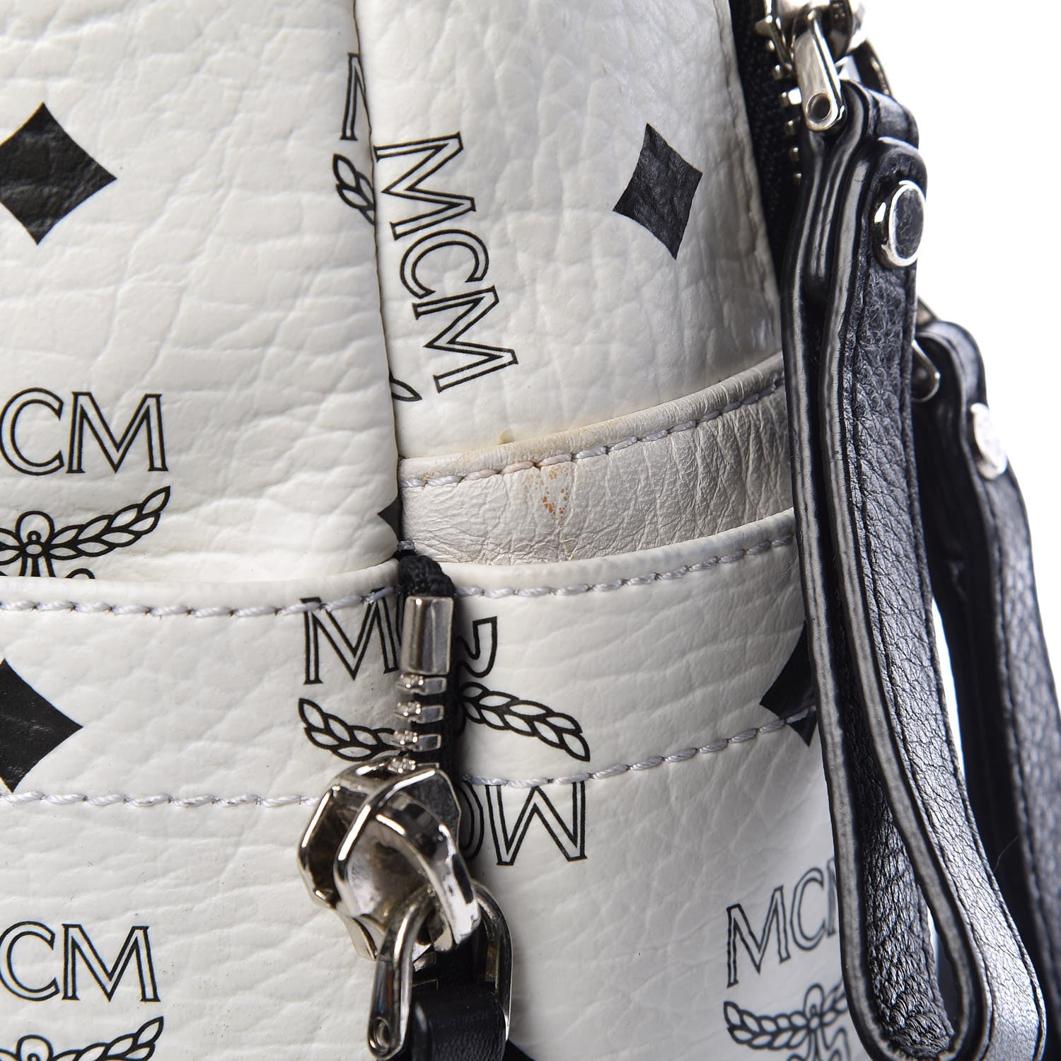 MCM Visetos Studded Medium Dual Stark Backpack White 32 of 32