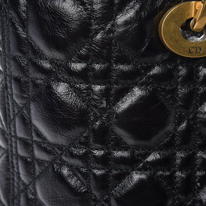 Christian Dior Crinkled Patent Cannage Large Lady Dior Black 9 of 11