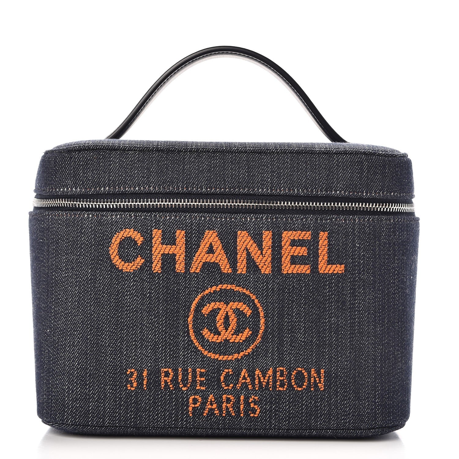 Chanel Denim Deauville Vanity Pouch Blue Orange 1 of 9