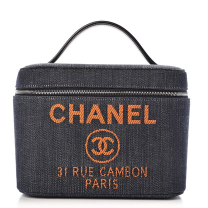 Chanel Denim Deauville Vanity Pouch Blue Orange 1 of 9