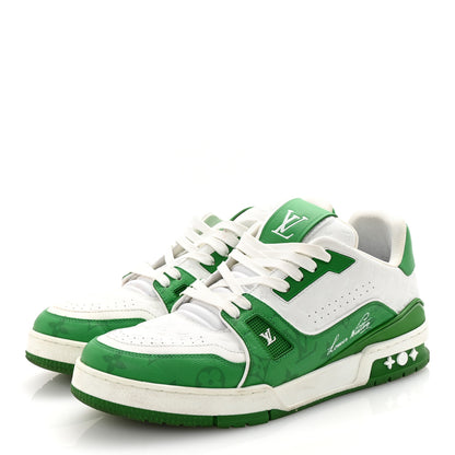Louis Vuitton Calfskin Monogram Mens LV Trainer Sneakers 8 Green 4 of 9