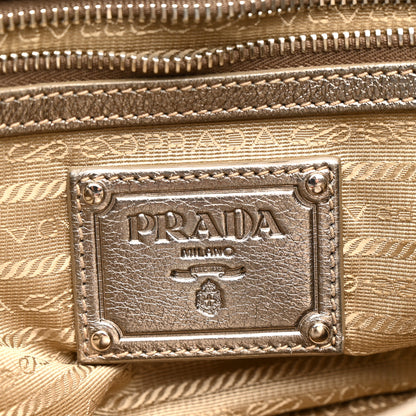 Prada Metallic Vitello Daino Pushlock Shoulder Bag Peltro 6 of 21