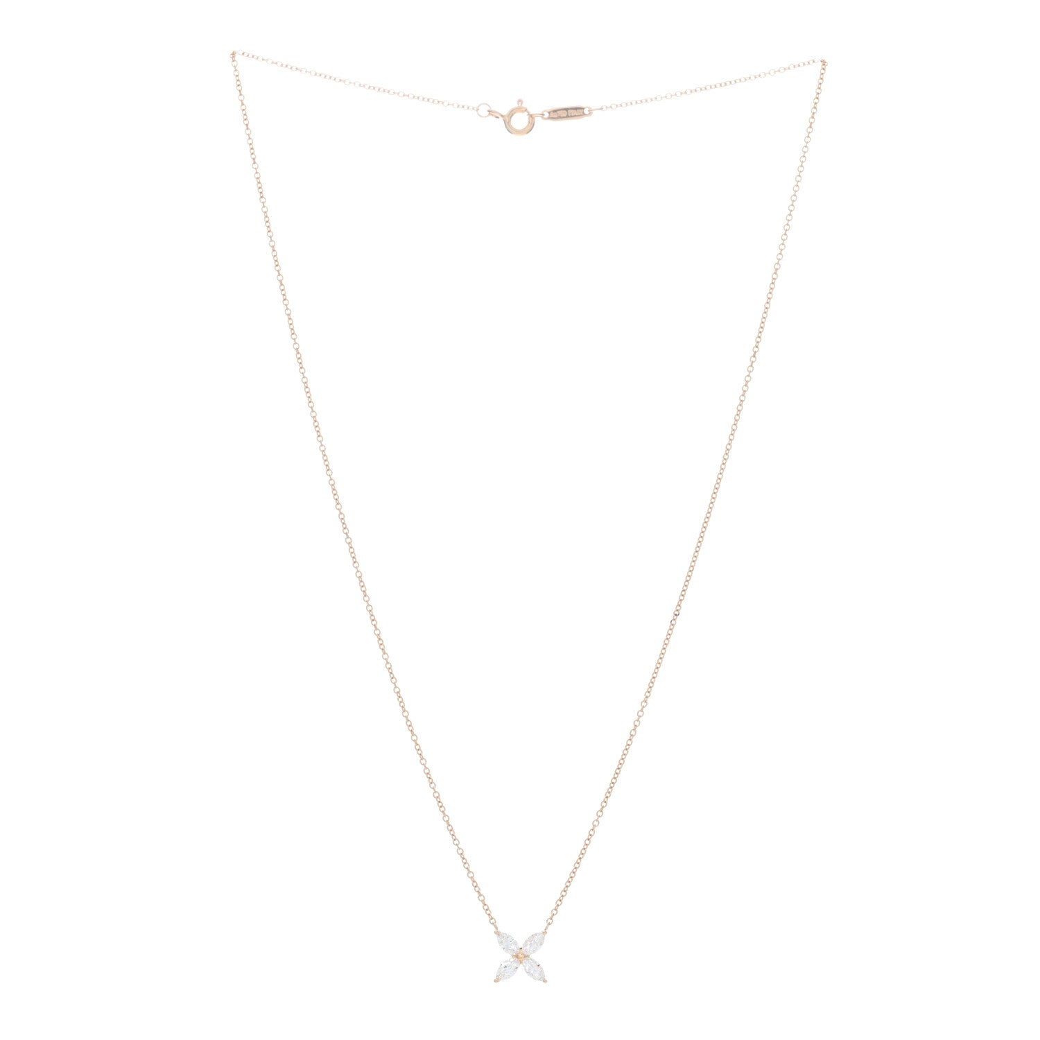 Tiffany 18K Rose Gold Diamond Medium Victoria Necklace 2 of 5