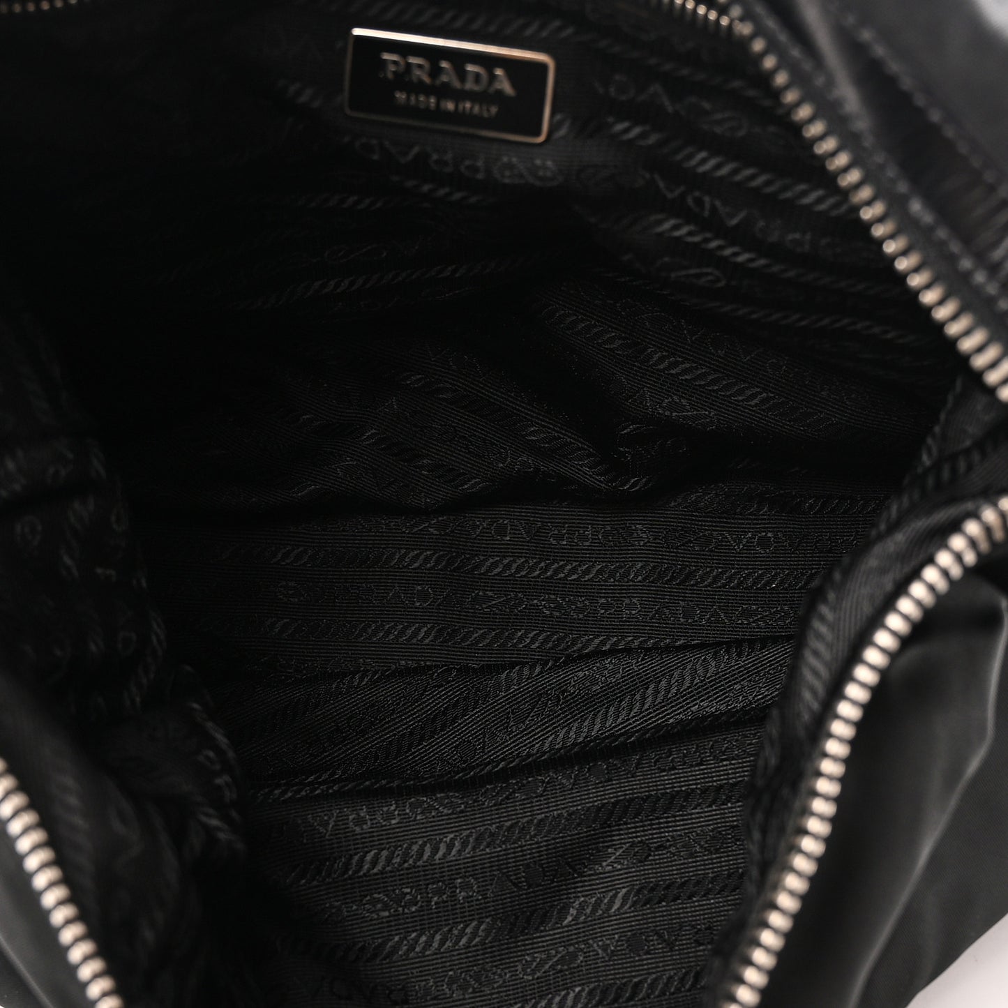 Tessuto Nylon Zip Hobo Black