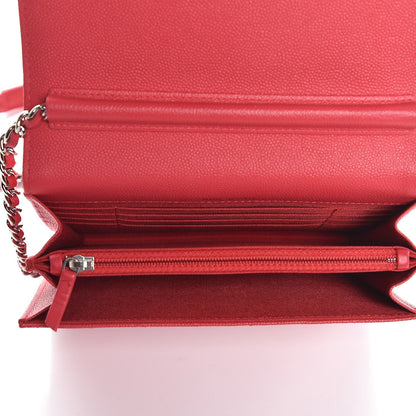 Chanel Caviar Chevron Quilted Square Wallet On Chain WOC Pink 5 of 9
