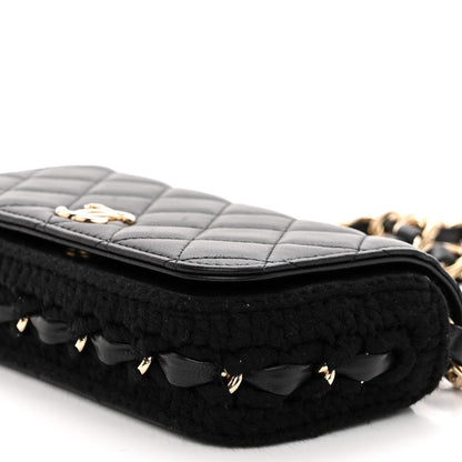Chanel Lambskin Crochet Quilted Flap Phone Holder Black 11 of 11