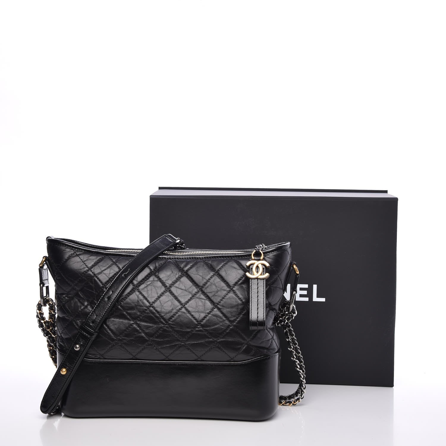 Chanel Aged Calfskin Quilted Medium Gabrielle Hobo Black 8 of 8
