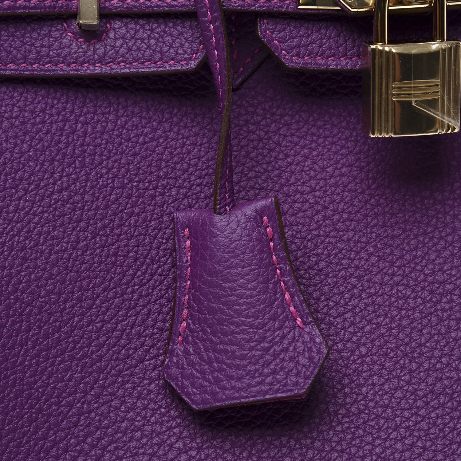 Hermes Togo Horseshoe Birkin 25 Anemone Rose Poupre 14 of 18