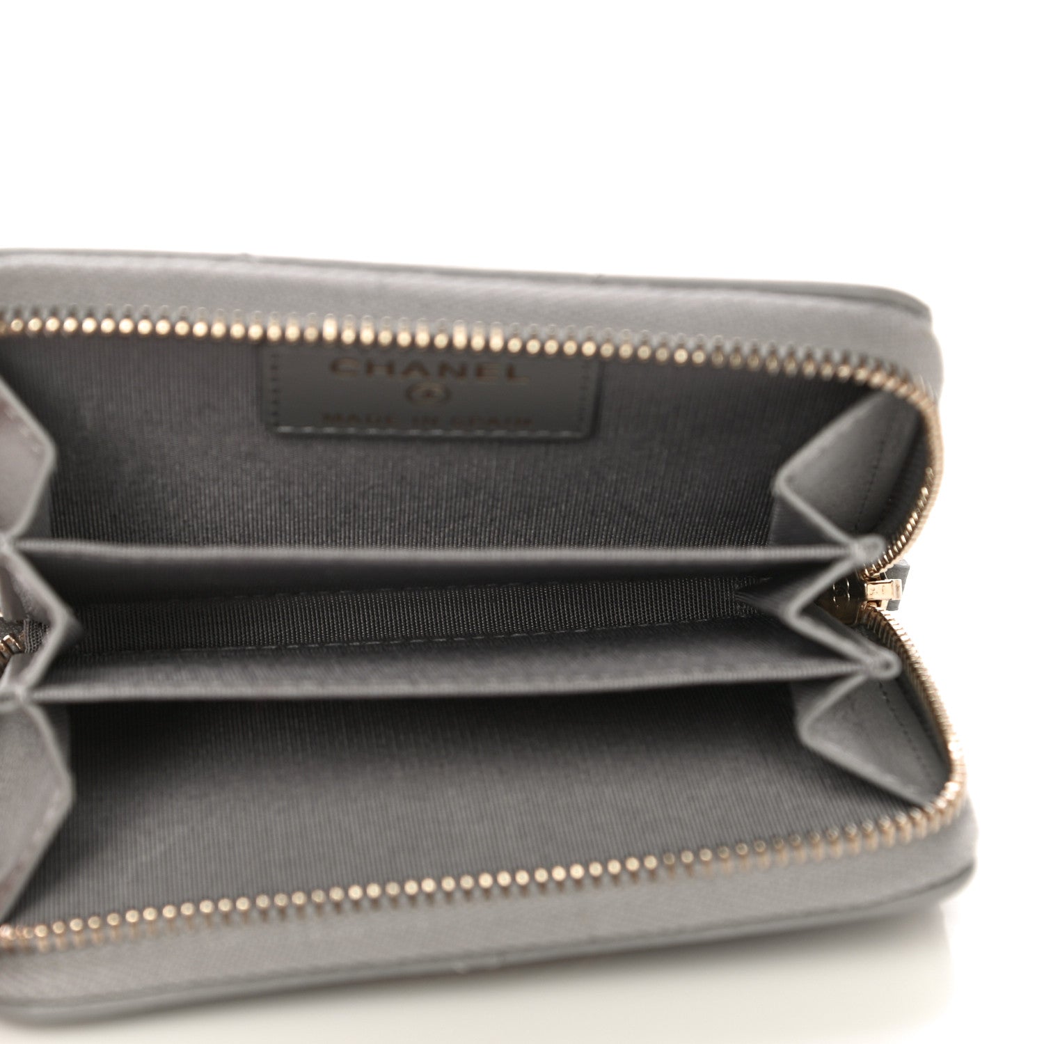 Chanel Lambskin Quilted Chanel 19 Zip Around Coin Purse Wallet Grey 5 of 10