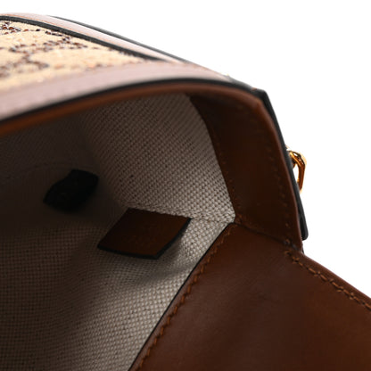 Gucci New Canvas Charisma Calfskin Crystal GG Monogram Mini Horsebit 1955 Shoulder Bag Camel Ebony 7 of 10