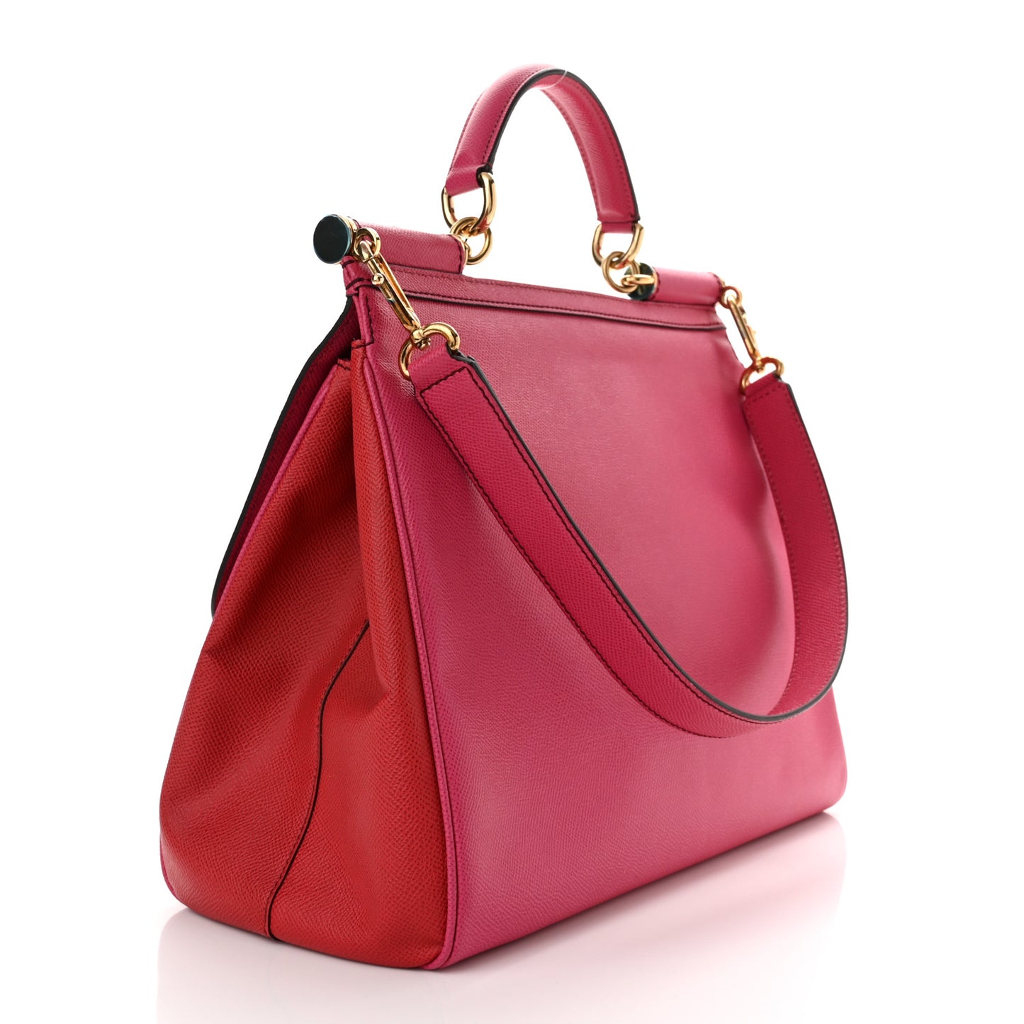 Dauphine Large Bi-Color Miss Sicily Satchel Fuchsia Red