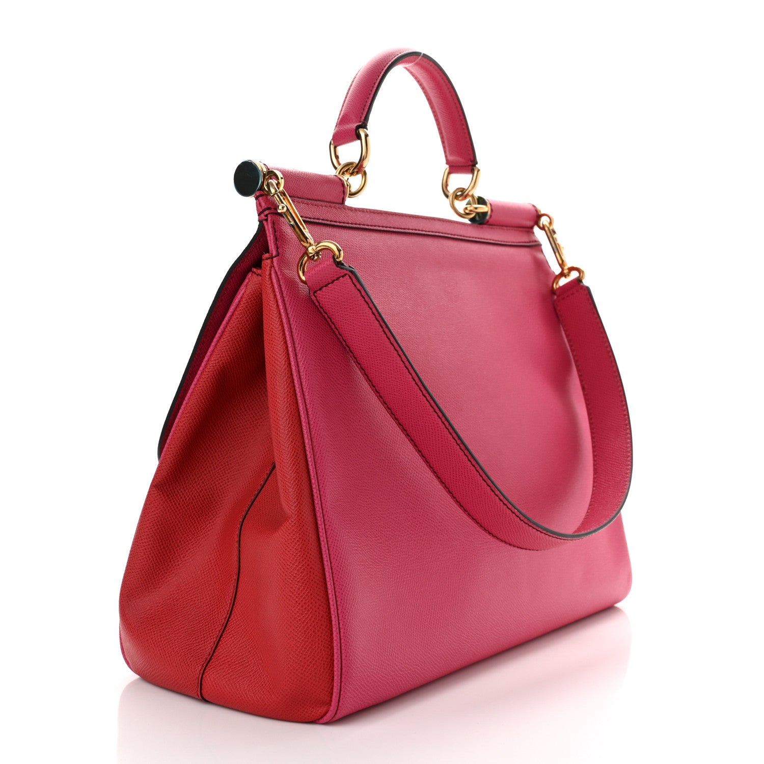 Dolce & Gabbana Dauphine Large Bi-Color Miss Sicily Satchel Fuchsia Red 3 of 9