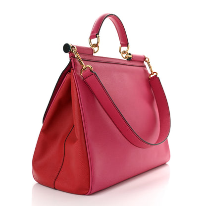 Dolce & Gabbana Dauphine Large Bi-Color Miss Sicily Satchel Fuchsia Red 3 of 9