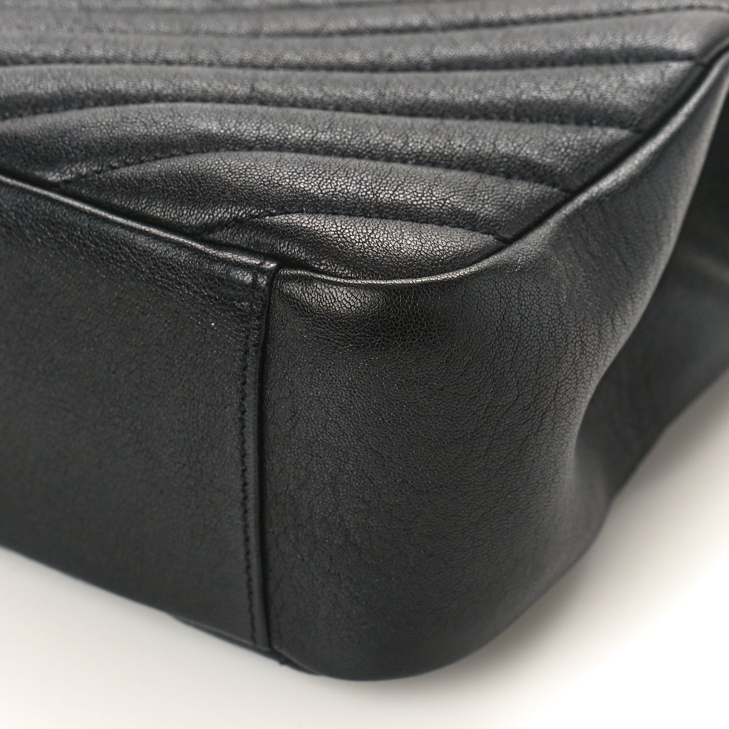 Sheepskin Matelasse Chevron Monogram Large College Satchel Black