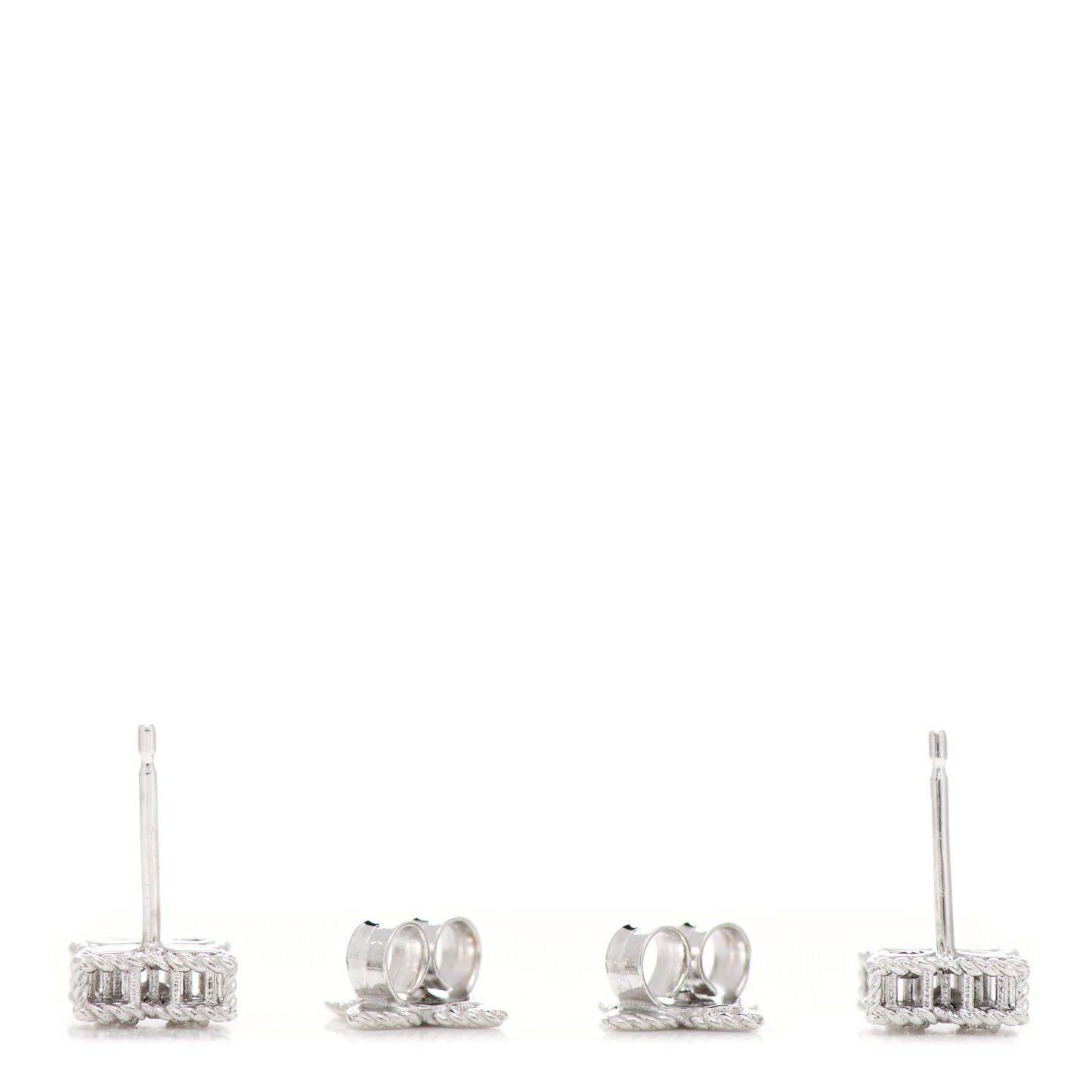 18K White Gold Diamond Princess Flower Small Stud Earrings
