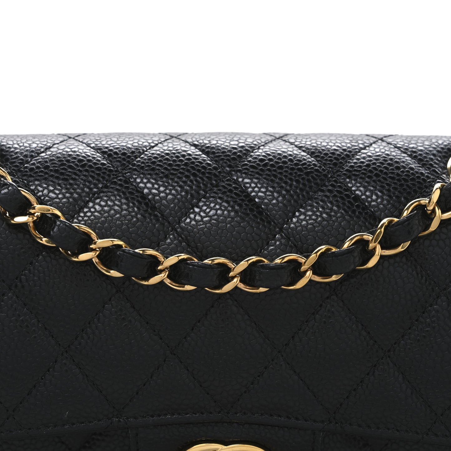 Caviar Quilted Small Double Flap Black