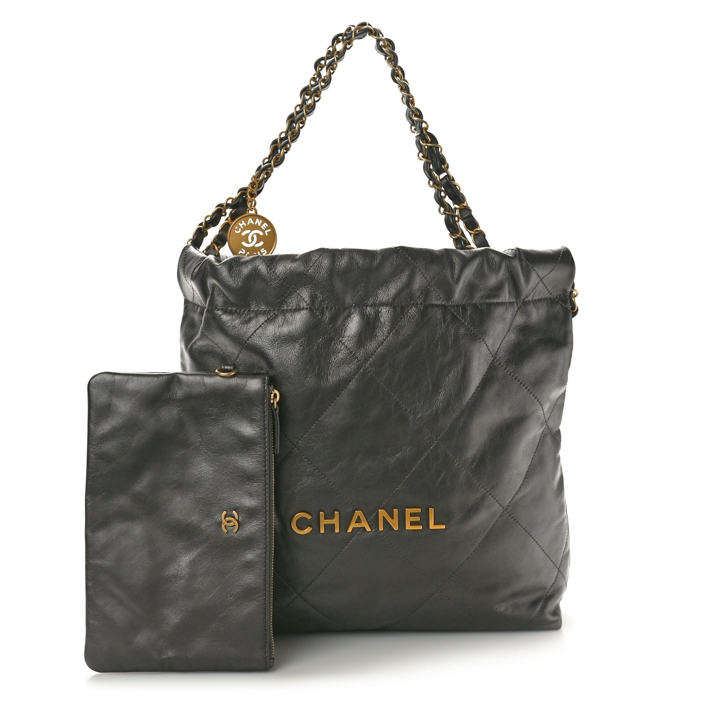 Metallic Calfskin Quilted Small Chanel 22 Ruthenium