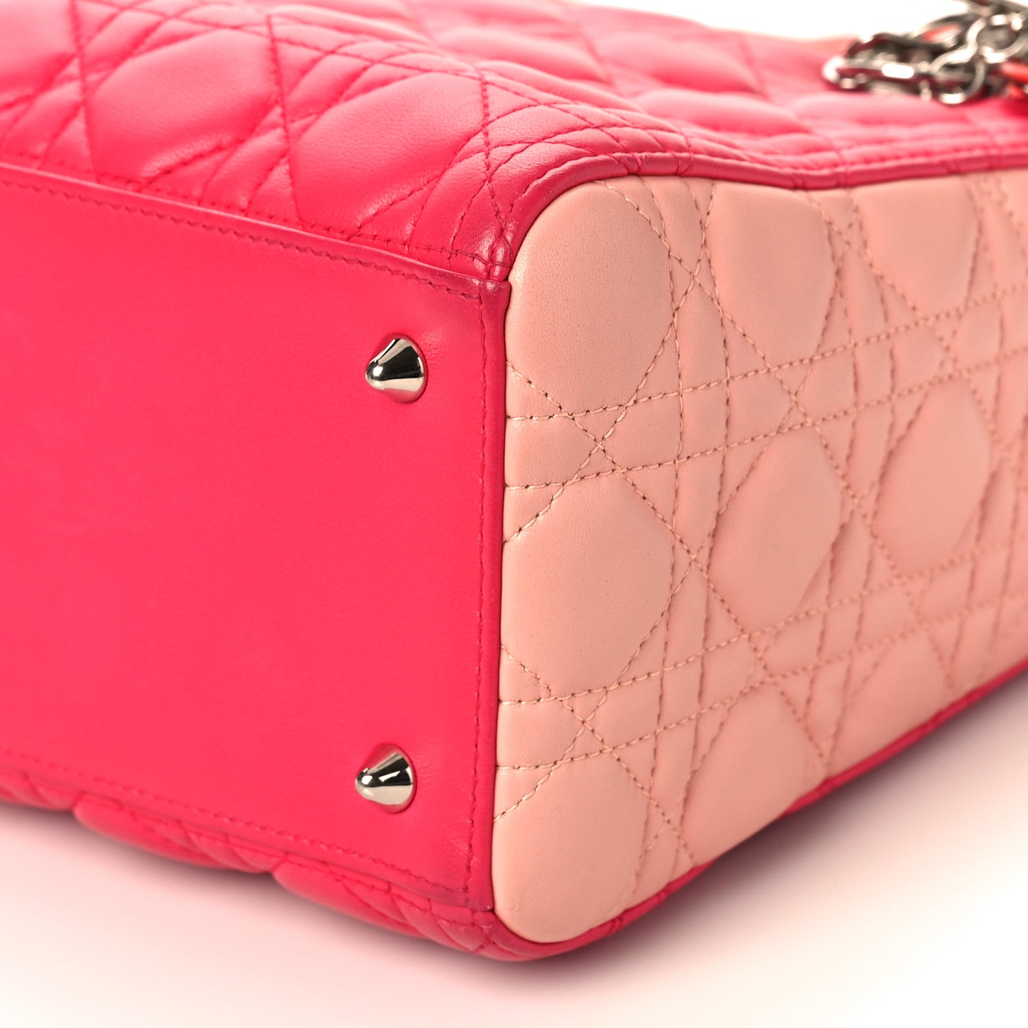 Christian Dior Lambskin Cannage Tri-Color Medium Lady Dior Orange Riviera Fuchsia Cosmopolitan Lipstick Natural 7 of 12