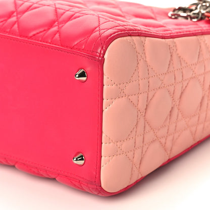 Christian Dior Lambskin Cannage Tri-Color Medium Lady Dior Orange Riviera Fuchsia Cosmopolitan Lipstick Natural 7 of 12