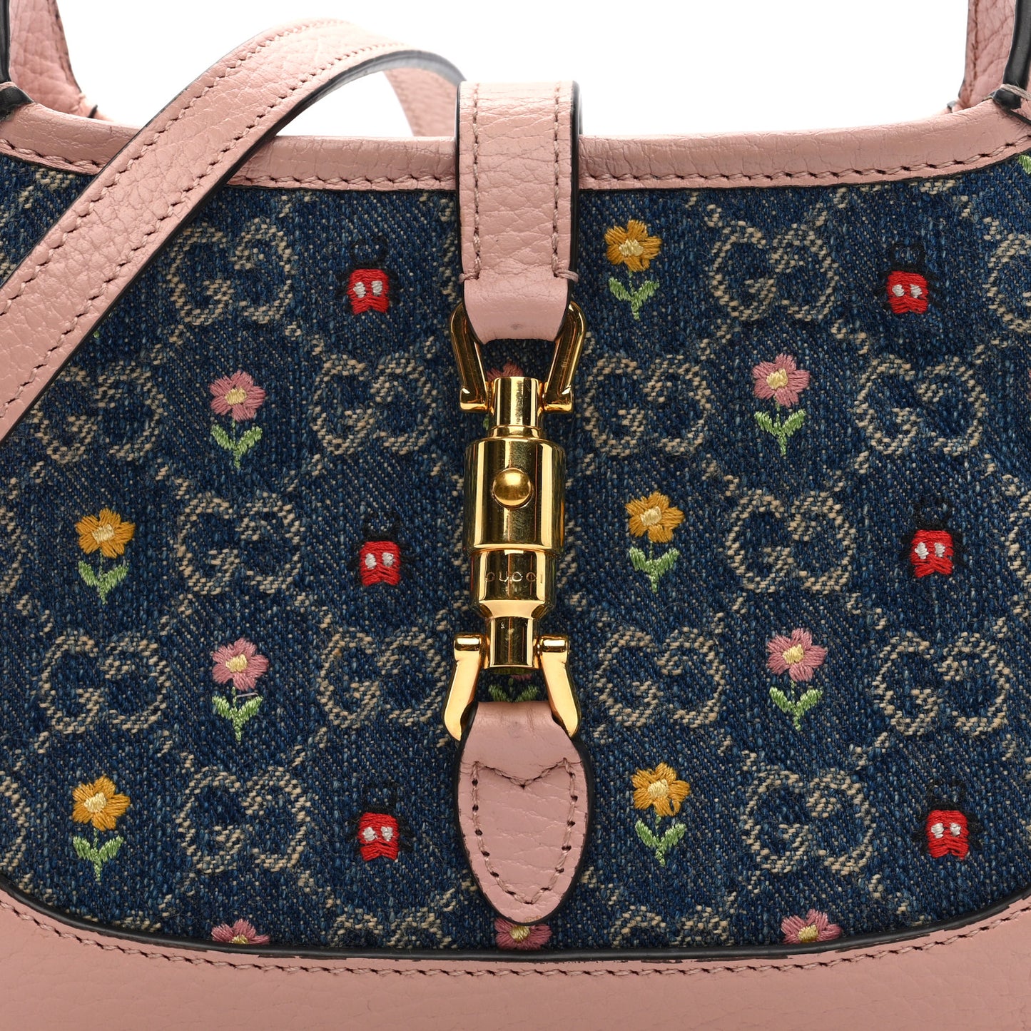 New Denim GG Monogram Calfskin Love Parade Mini Jackie 1961 Hobo Light Pink